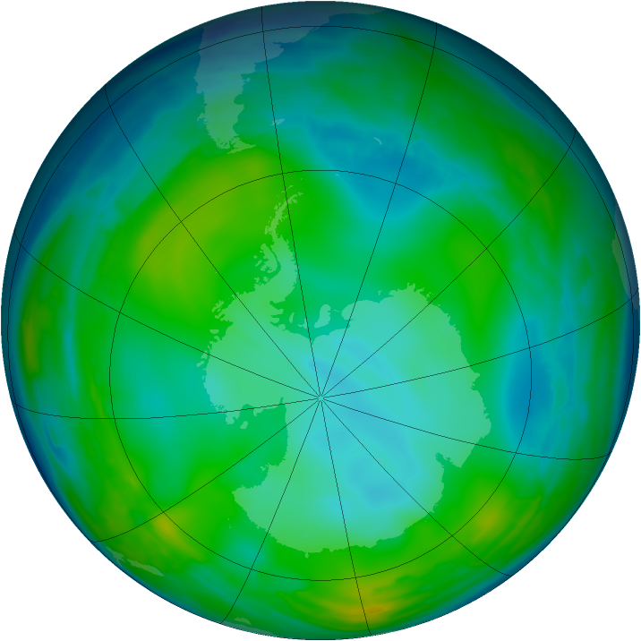 Antarctic ozone map for 05 July 2008